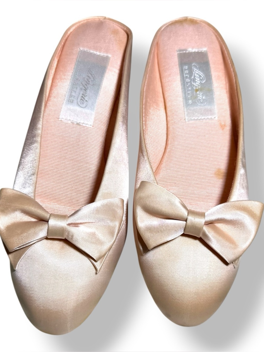 Vintage Nordstrom Lingerie Satin Bow Boudoir Slippers Size 6 Balletcore Coquette